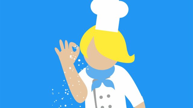 塩をかける料理人の画像