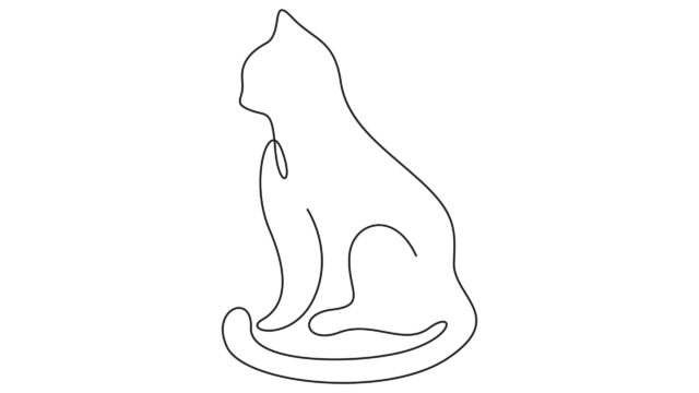 シンプルな線で描かれたネコ